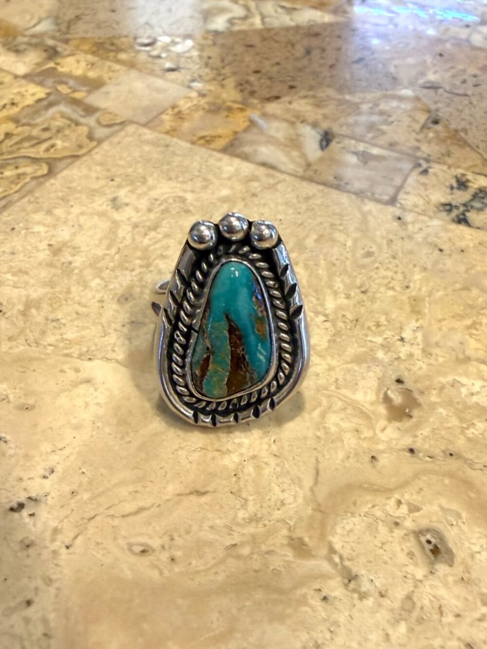 Sterling Silver Turquoise Ring Size 6 - Picture 2 of 6